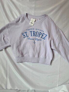 Mighty Fine "St. Tropez" Crop Sweatshirt | Size M | NWT | Lavender